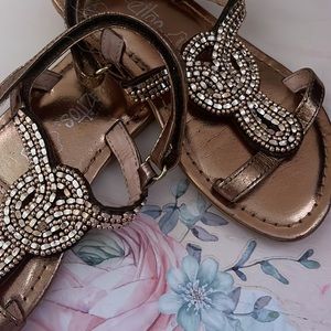 kids bronze gold sandals with bead pattern size 28 (11 US)